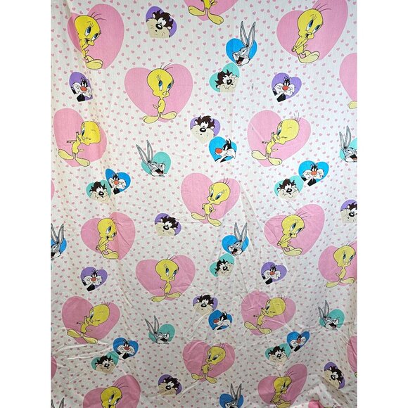Vtg 1994 Warner Bros Fabric Curtain Panels Bugs Bunny Tweety Sylvester Y2K - Picture 1 of 6